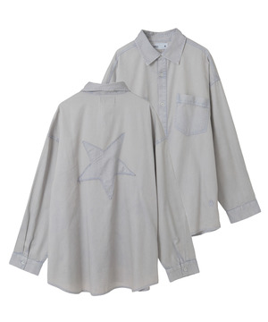 ACID WASH STAR★ PATCH OVER SHIRT
