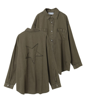 ACID WASH STAR★ PATCH OVER SHIRT