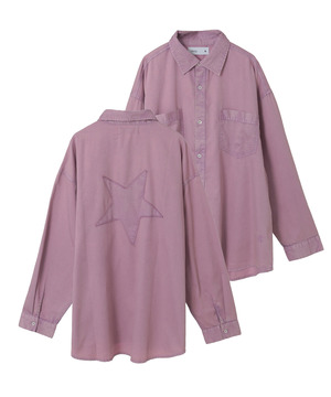 ACID WASH STAR★ PATCH OVER SHIRT