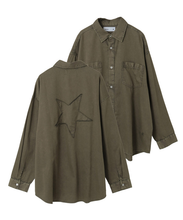 ACID WASH STAR★ PATCH OVER SHIRT 詳細画像 カーキ 1