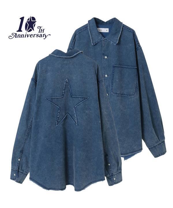 【NAVY SERIES】BACK STAR★ PATCH DENIM SHIRT 詳細画像 ネイビー 1