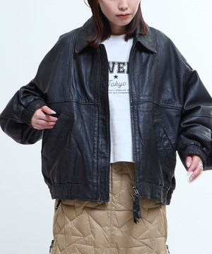 VINTAGELIKE SHEEP LEATHER ZIP BLOUSON
