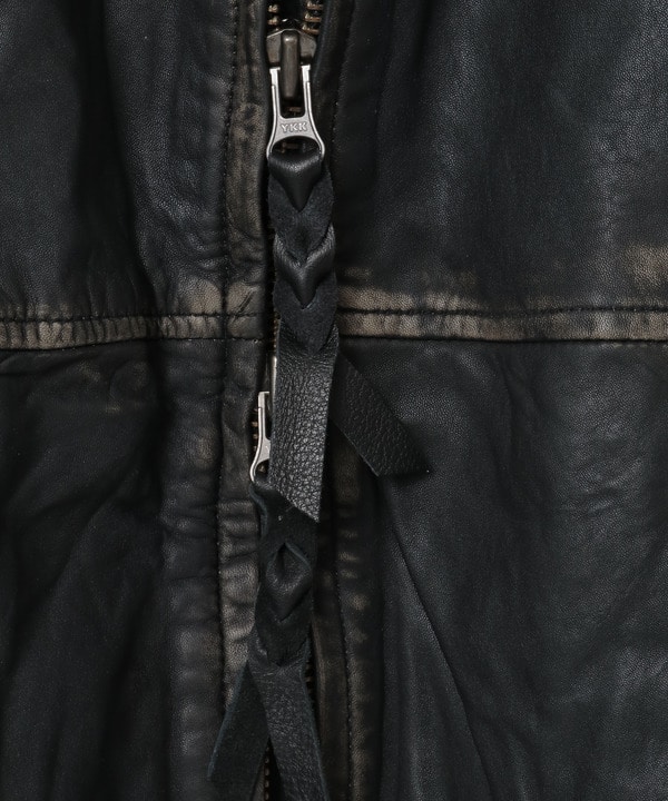 VINTAGELIKE SHEEP LEATHER ZIP BLOUSON 詳細画像 11