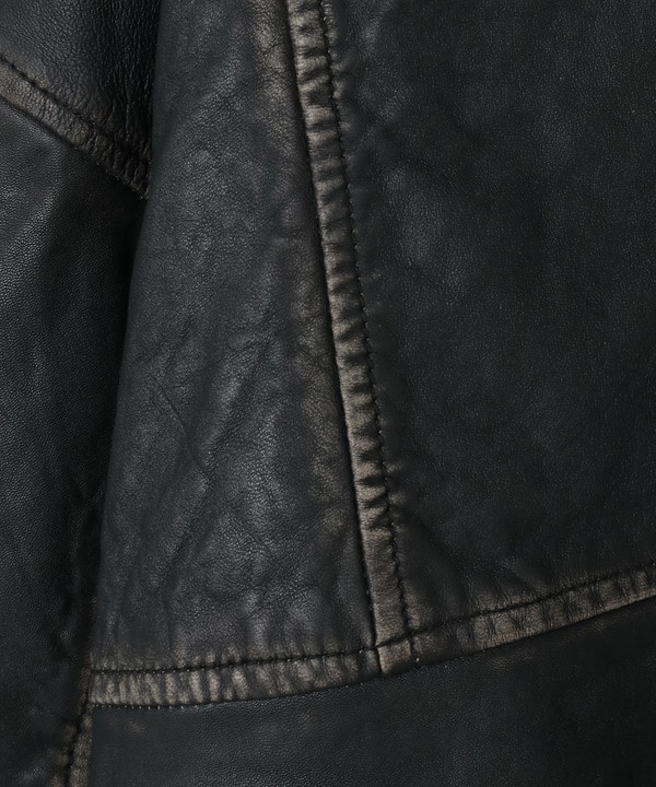 VINTAGELIKE SHEEP LEATHER ZIP BLOUSON 詳細画像 12