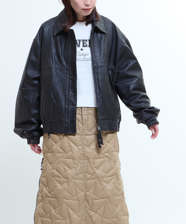 VINTAGELIKE SHEEP LEATHER ZIP BLOUSON 詳細画像 3