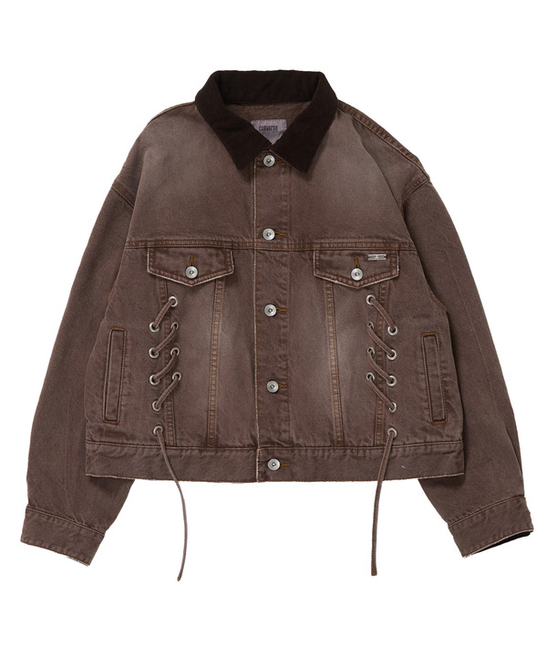 【HL】LACE-UP DENIM JACKET WASHED (SET-UP) 詳細画像 ボルドー 1