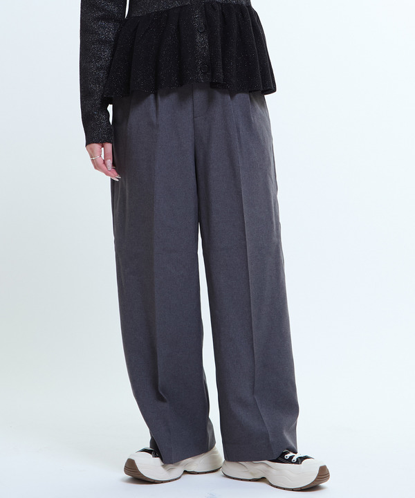 WAIST LOGO WIDE SLACKS PANTS 詳細画像 グレー 1