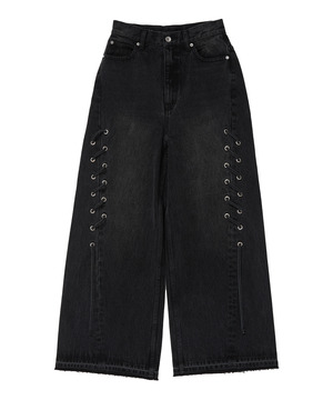 【HL】LACE-UP WIDE DENIM PANTS WASHED (SET-UP)