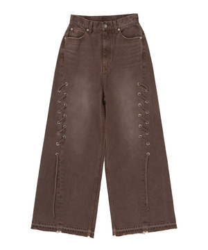 【HL】LACE-UP WIDE DENIM PANTS WASHED (SET-UP)