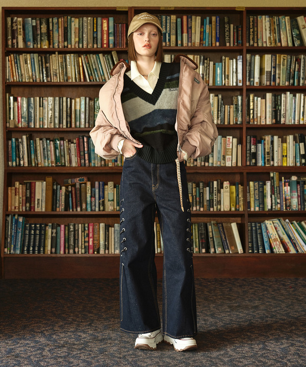 【HL】LACE-UP WIDE DENIM PANTS RIGID (SET-UP) 詳細画像 1