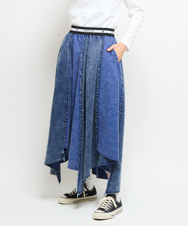 【NAVY SERIES】STAR★ RANDOM CUT DENIM SKIRT 詳細画像 1