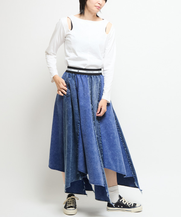 【NAVY SERIES】STAR★ RANDOM CUT DENIM SKIRT 詳細画像 3