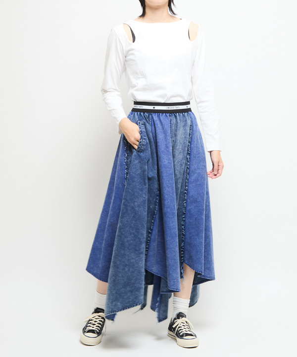 【NAVY SERIES】STAR★ RANDOM CUT DENIM SKIRT 詳細画像 5
