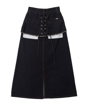 【HL】LACE-UP DENIM SKIRT RIGID (SET-UP)