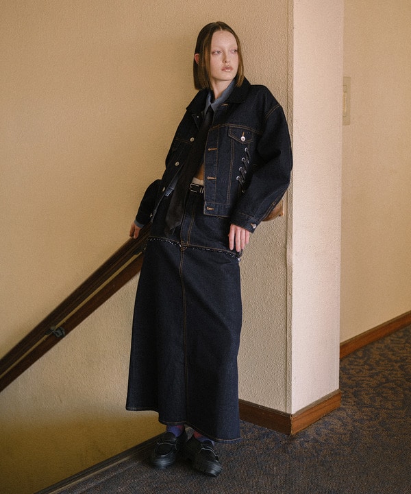 【HL】LACE-UP DENIM SKIRT RIGID (SET-UP) 詳細画像 1