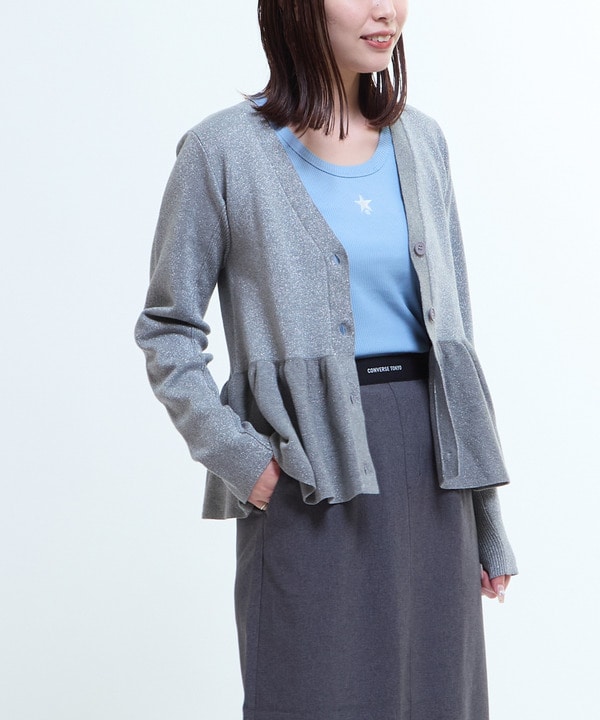 PEPLUM GLITTER CARDIGAN 詳細画像 1