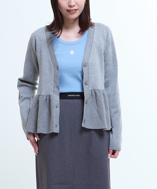 PEPLUM GLITTER CARDIGAN 詳細画像 グレー 1
