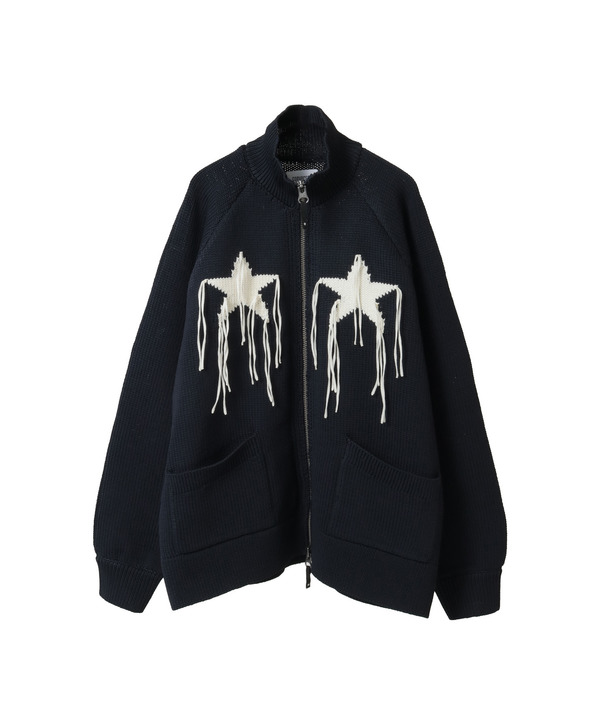 STAR★ FRINGE COWICHAN CARDIGAN 詳細画像 ネイビー 1