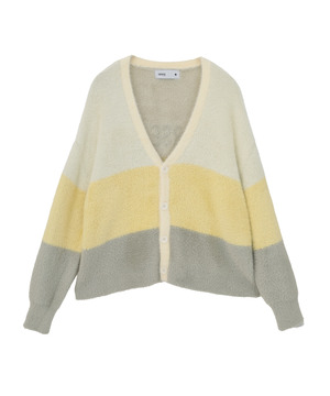 MULTI BORDER FEATHER KNIT CARDIGAN