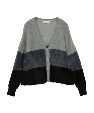 MULTI BORDER FEATHER KNIT CARDIGAN