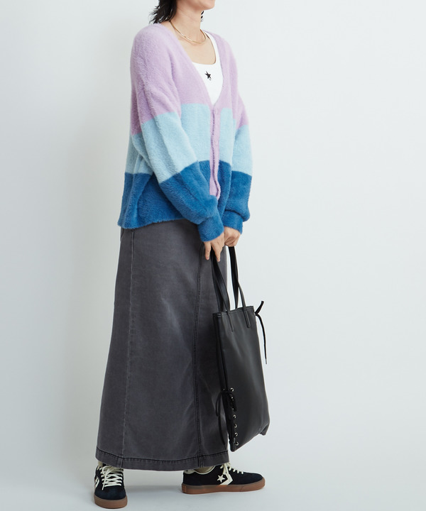 MULTI BORDER FEATHER KNIT CARDIGAN 詳細画像 14