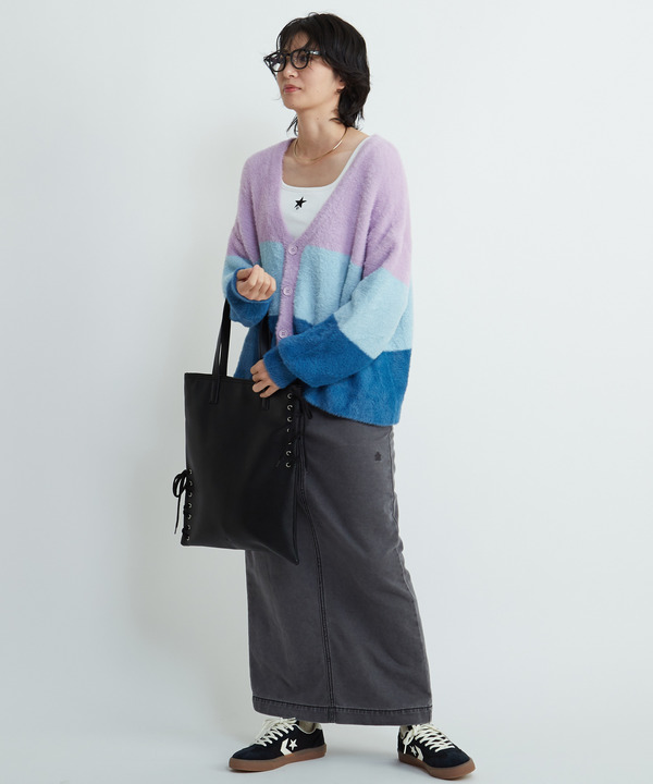 MULTI BORDER FEATHER KNIT CARDIGAN 詳細画像 15