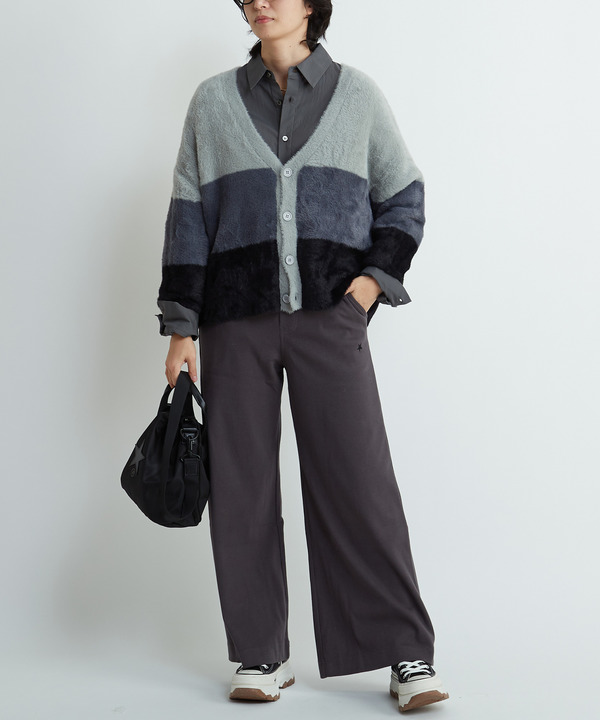 MULTI BORDER FEATHER KNIT CARDIGAN 詳細画像 8