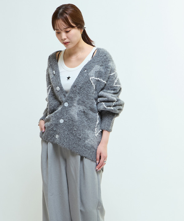 STAR★ ALLOVER STITCH KNIT CARDIGAN 詳細画像 1