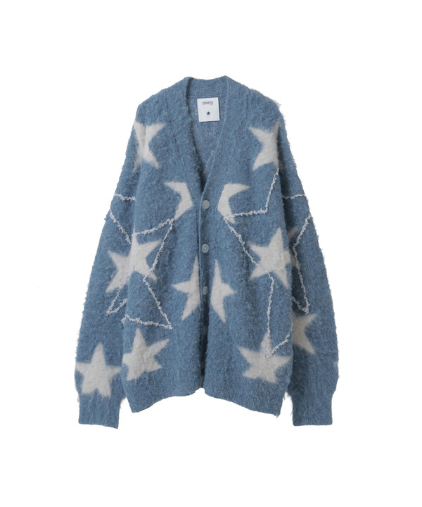 STAR★ ALLOVER STITCH KNIT CARDIGAN 詳細画像 ブルー 1