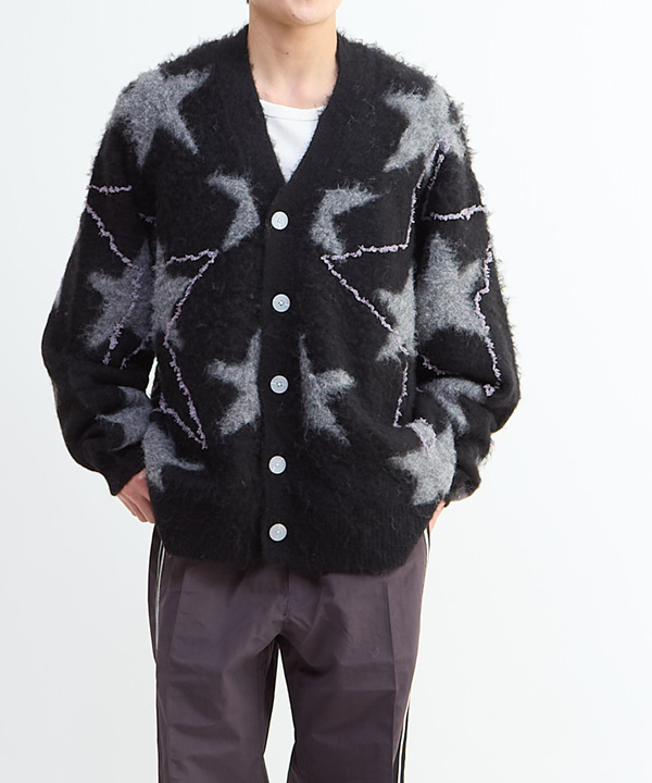 STAR★ ALLOVER STITCH KNIT CARDIGAN 詳細画像 ブラック 1