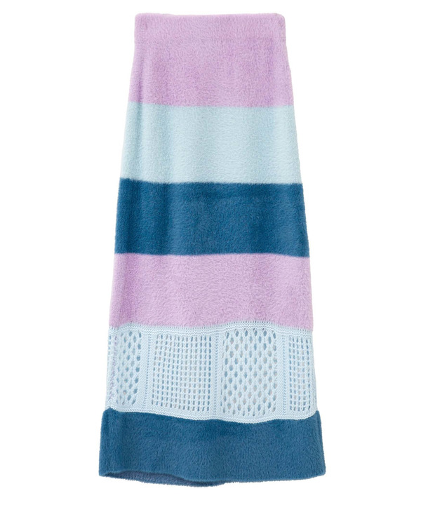 MULTI BORDER FEATHER KNIT SKIRT 詳細画像 11