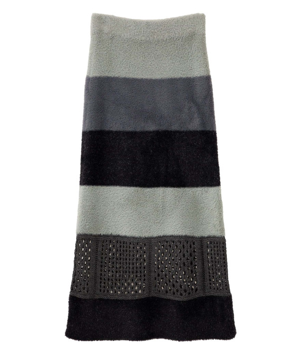 MULTI BORDER FEATHER KNIT SKIRT 詳細画像 3