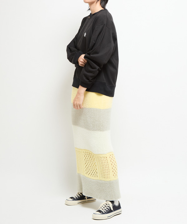 MULTI BORDER FEATHER KNIT SKIRT 詳細画像 4