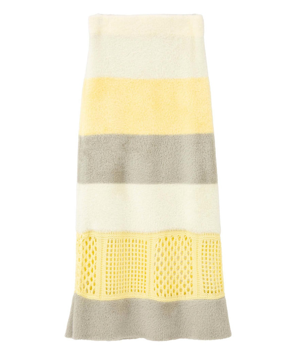 MULTI BORDER FEATHER KNIT SKIRT 詳細画像 6