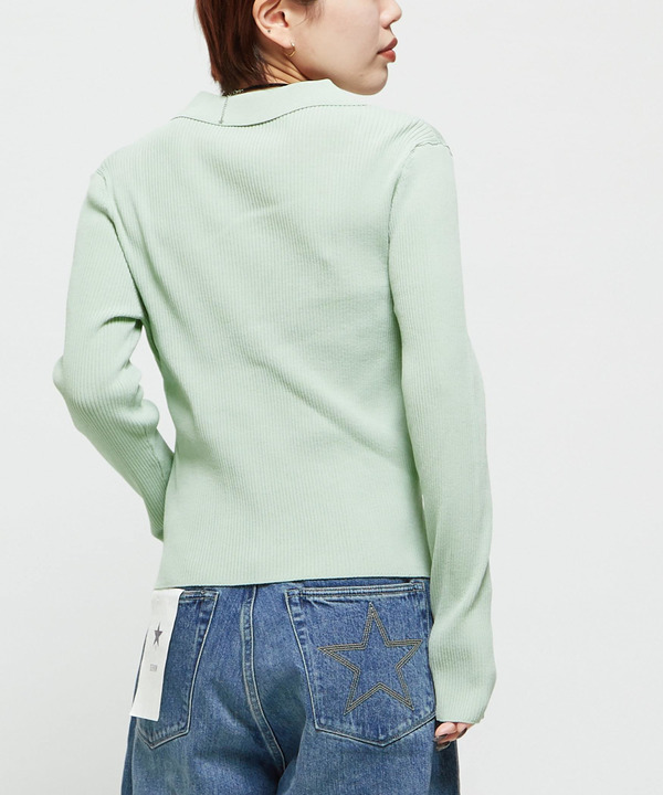 POLO COLLAR RIB KNIT TOP 詳細画像 2