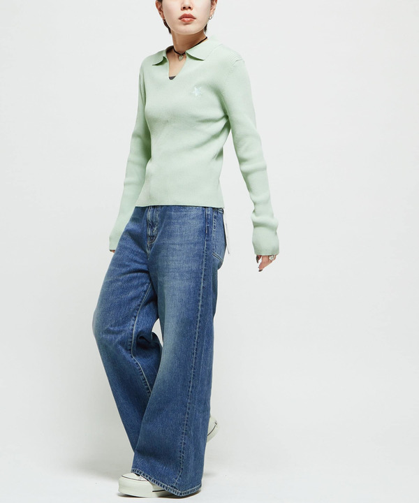 POLO COLLAR RIB KNIT TOP 詳細画像 4