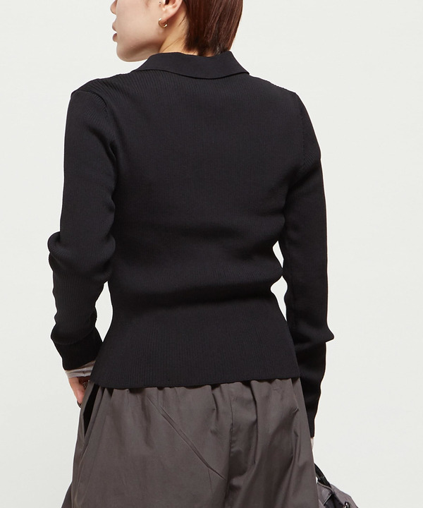 POLO COLLAR RIB KNIT TOP 詳細画像 5