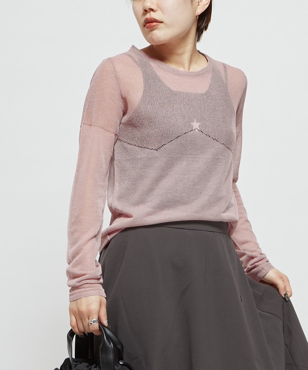 SHEER KNIT PULLOVER 詳細画像 ピンク 1