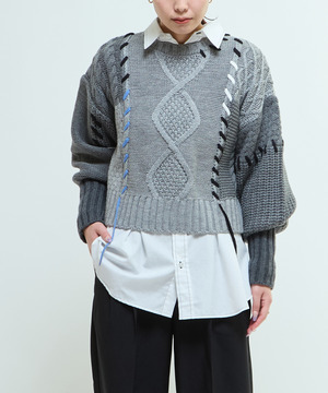 PATCHWORK STITCH CABLE KNIT