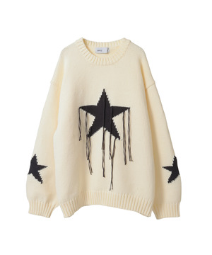 STAR★ FRINGE DESIGN PULLOVER KNIT