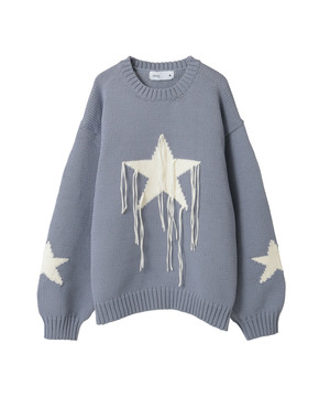 STAR★ FRINGE DESIGN PULLOVER KNIT