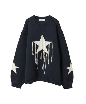 STAR★ FRINGE DESIGN PULLOVER KNIT