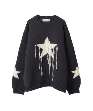 STAR★ FRINGE DESIGN PULLOVER KNIT