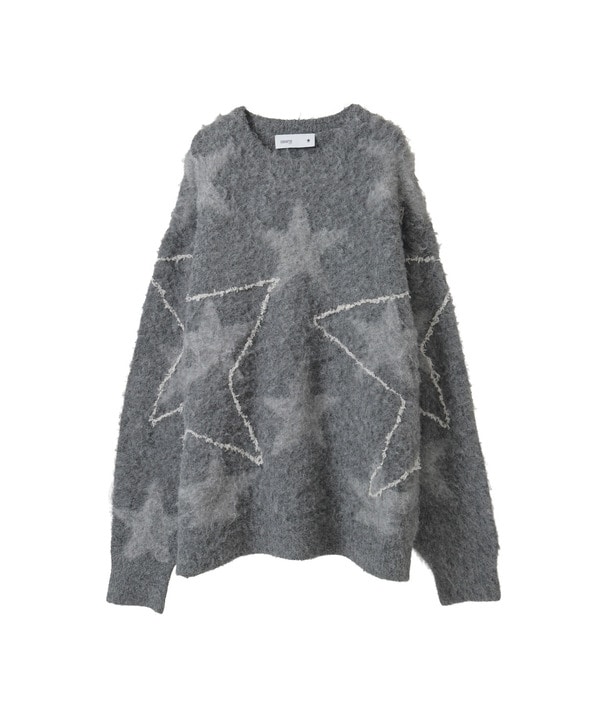STAR★ ALLOVER STITCH KNIT PULLOVER 詳細画像 グレー 1