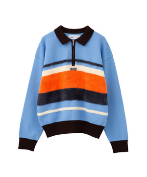 【HL】MULTI BORDER HALF-ZIP KNIT PULLOVER