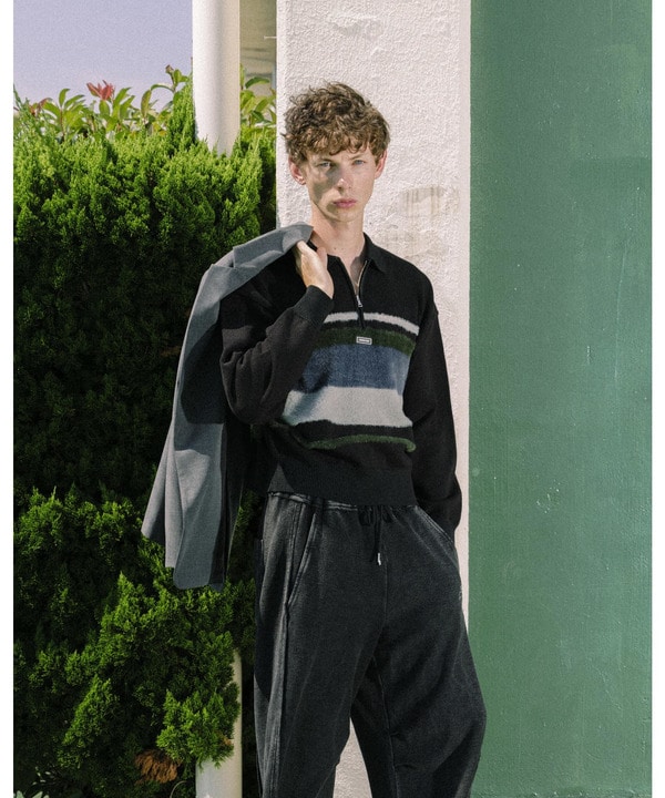 【HL】MULTI BORDER HALF-ZIP KNIT PULLOVER 詳細画像 1