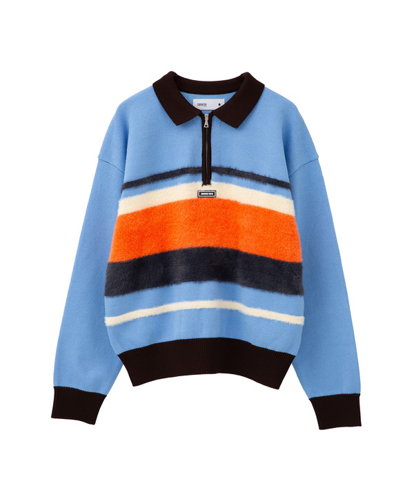 【HL】MULTI BORDER HALF-ZIP KNIT PULLOVER 詳細画像 ブルー 1