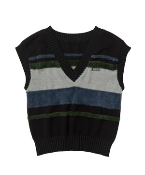 【HL】MULTI BORDER FEATHER KNIT VEST