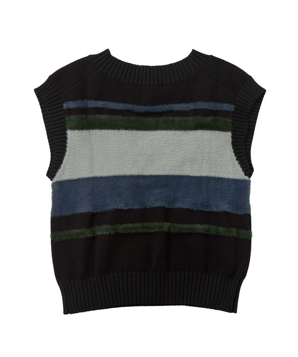 【HL】MULTI BORDER FEATHER KNIT VEST 詳細画像 1