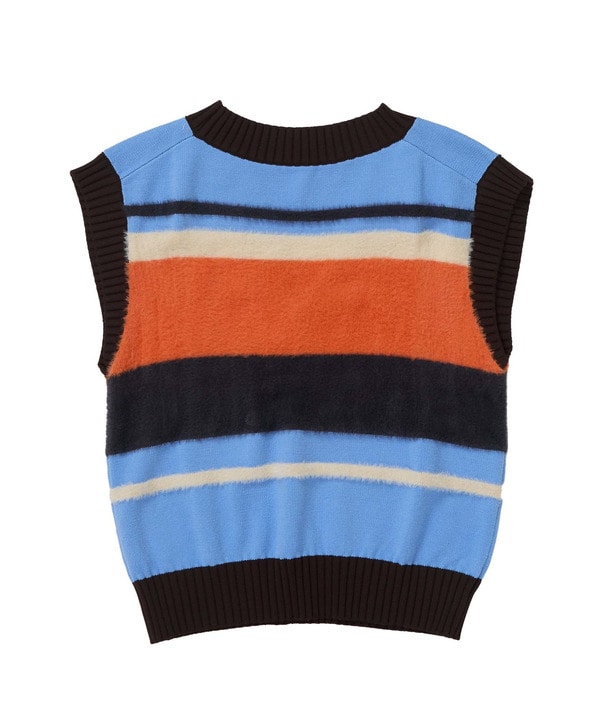 【HL】MULTI BORDER FEATHER KNIT VEST 詳細画像 3